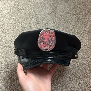 Black Police Costume Hat with Badge